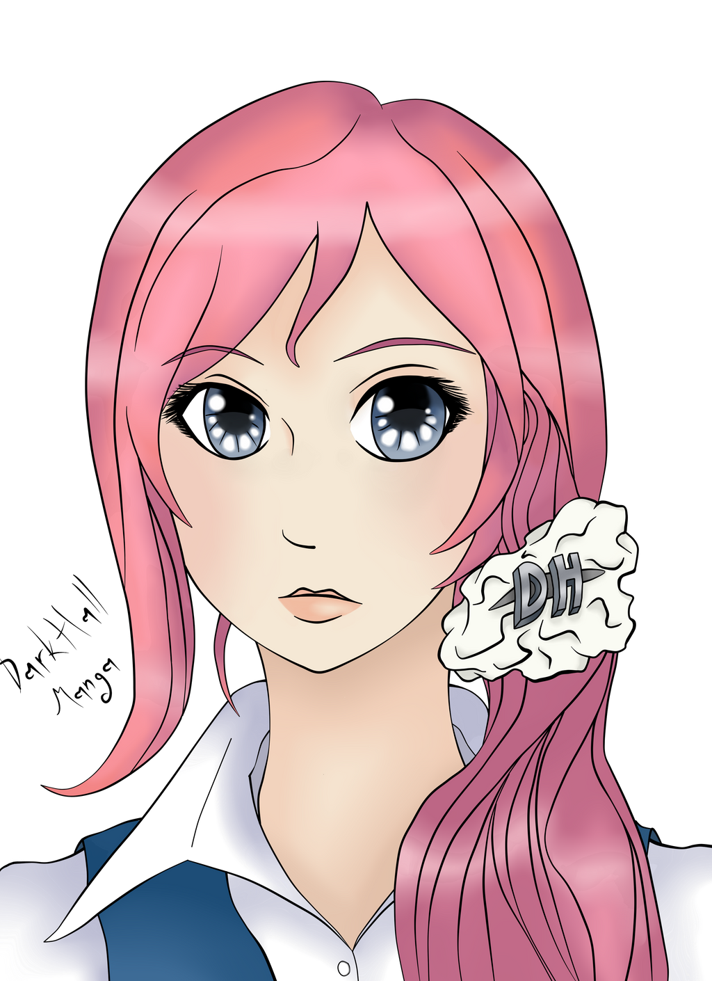 Anime Girl Pink Hair Blue Eyes By Dhspark On Deviantart