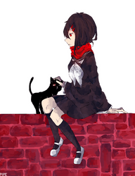 Ayano sat on a wall