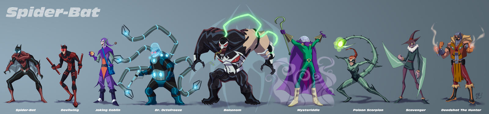 Spider-Bat Line Up by EricGuzman