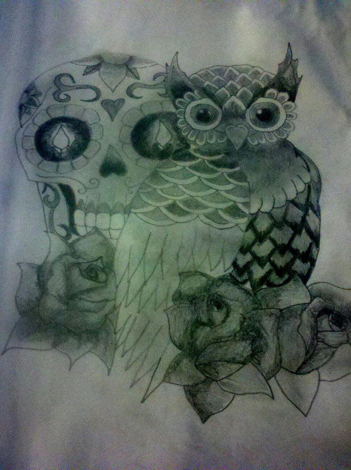 x.x Sugar Skull and Owl x.x