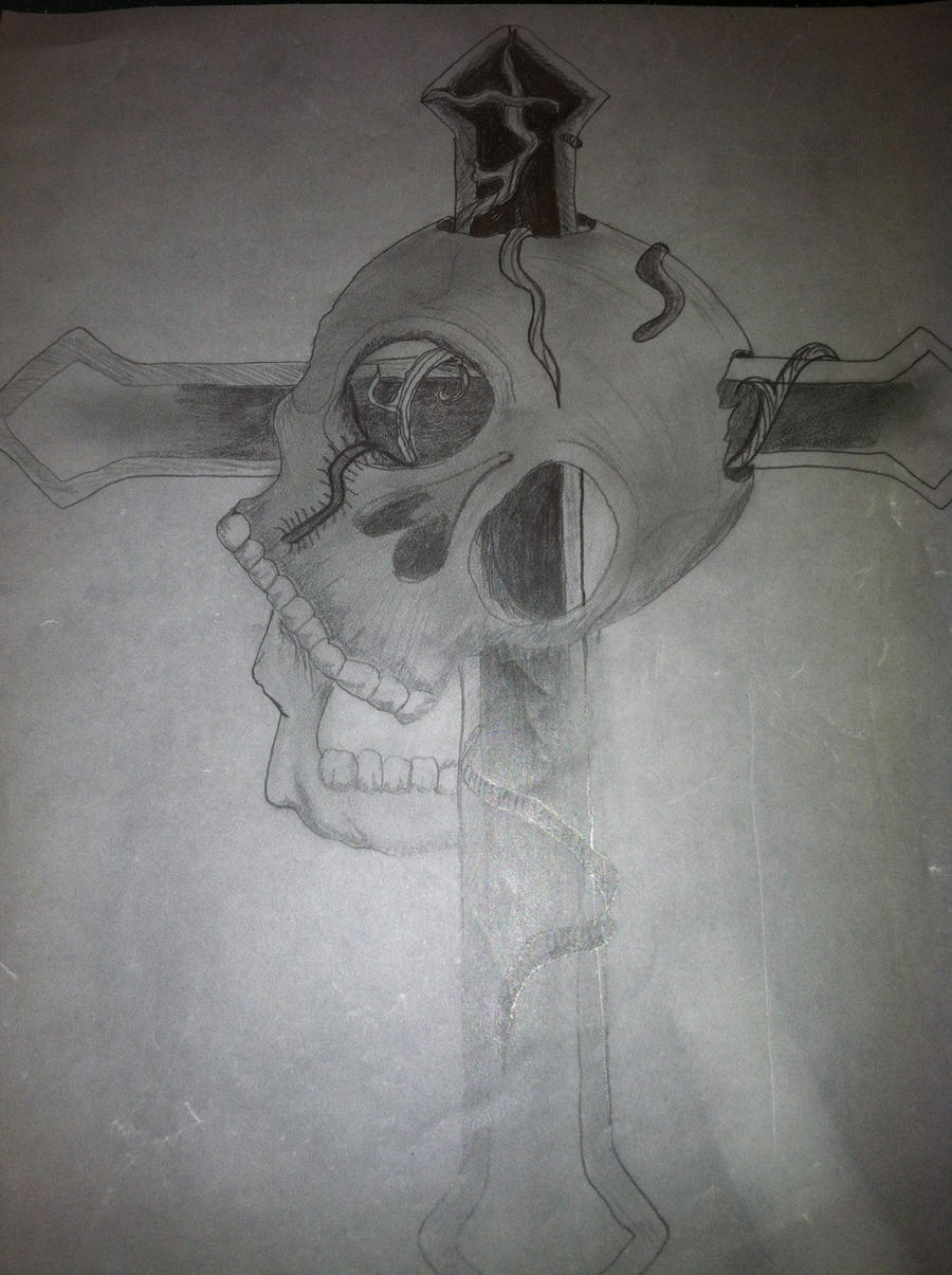 x.x Shattered Skull On Cross x.x