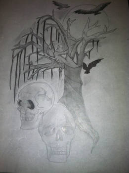 x.x Haunted Tree and Skulls x.x