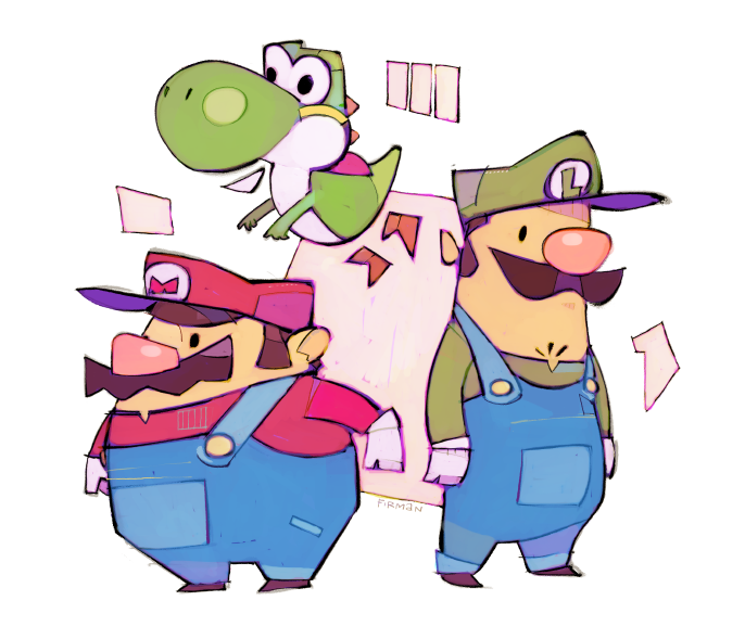 Mario and Luigi and Yoshi by michaelfirman