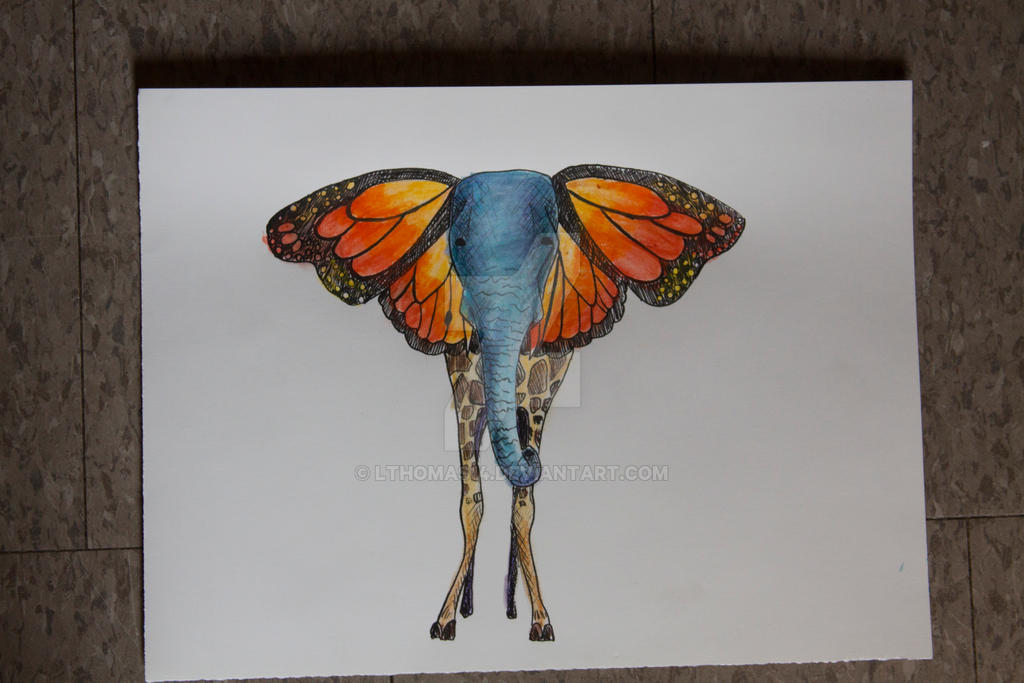 Butterfly Elephant Watercolor