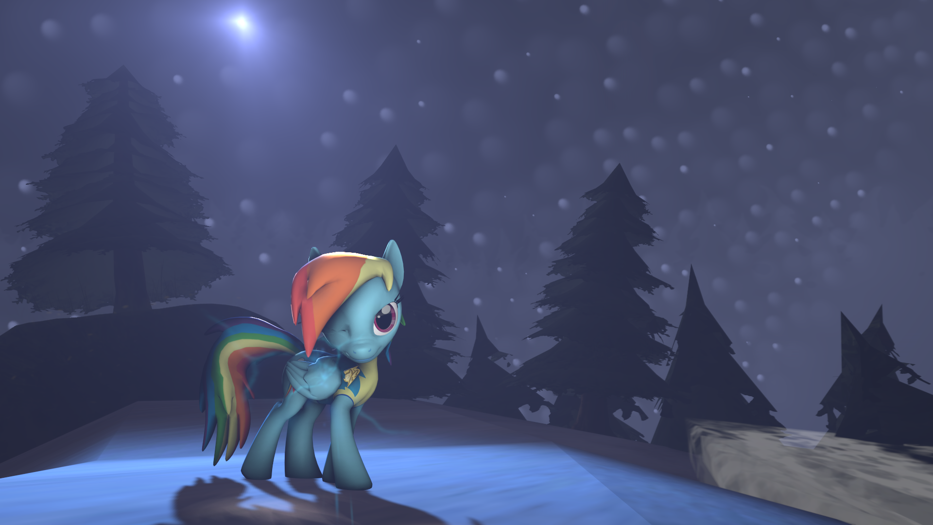 Rainbow dash, cold moon [Electric][SFM]