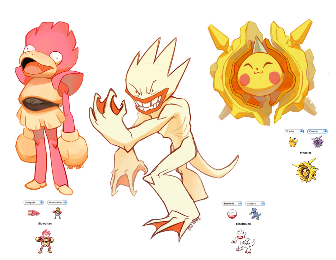 +Pokemon Fusion+ Pikaster, Electrduck, Slowchan