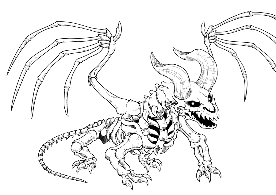 dragon skeleton drawing