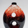 Red and Black Vase Two Holes