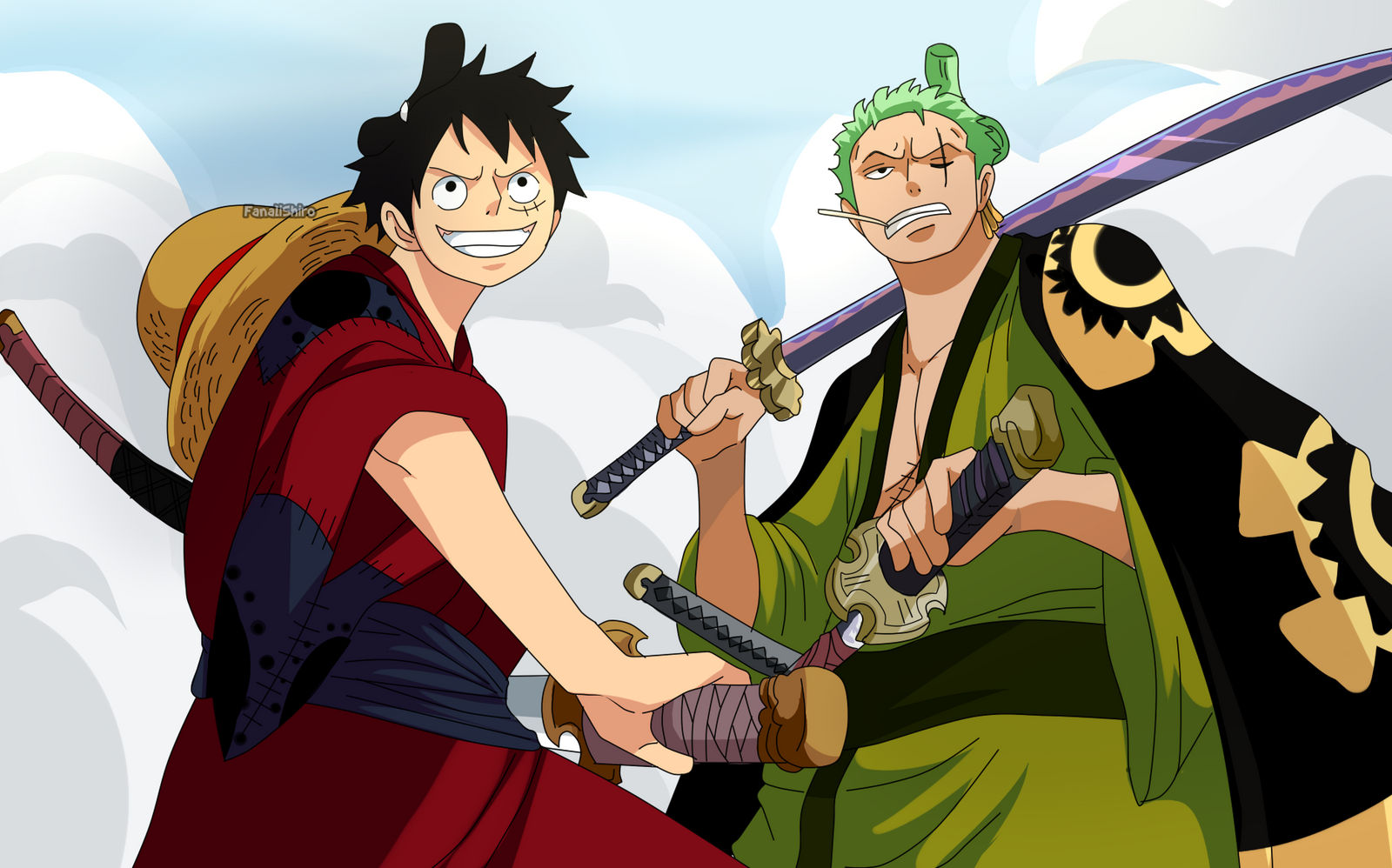 Luffy and Zoro Desktop Wallpaper (One Piece) by WHU-Dan on DeviantArt