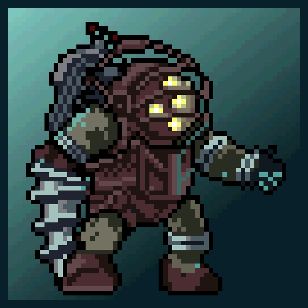 Pixel art Big Daddy sprite from Bioshock by KillerRabbitMedia on DeviantArt
