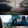 Chinese Fantasy Environment Concept Thumbnails