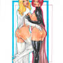 Emma Frost and Black Queen -traditional art