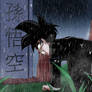 Gohan facing the grave of his father