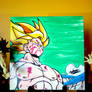 Hand painted canvas Goku super saiyan