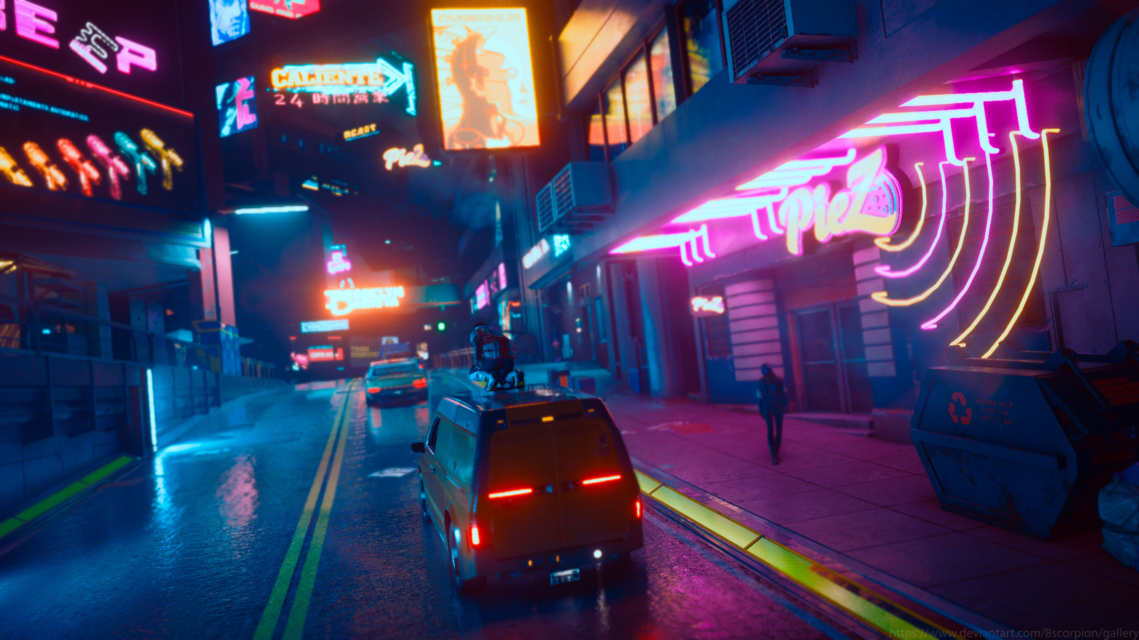 Cyberpunk 2077, City, Night, V, Car, 4K,3840x2160, Wallpaper