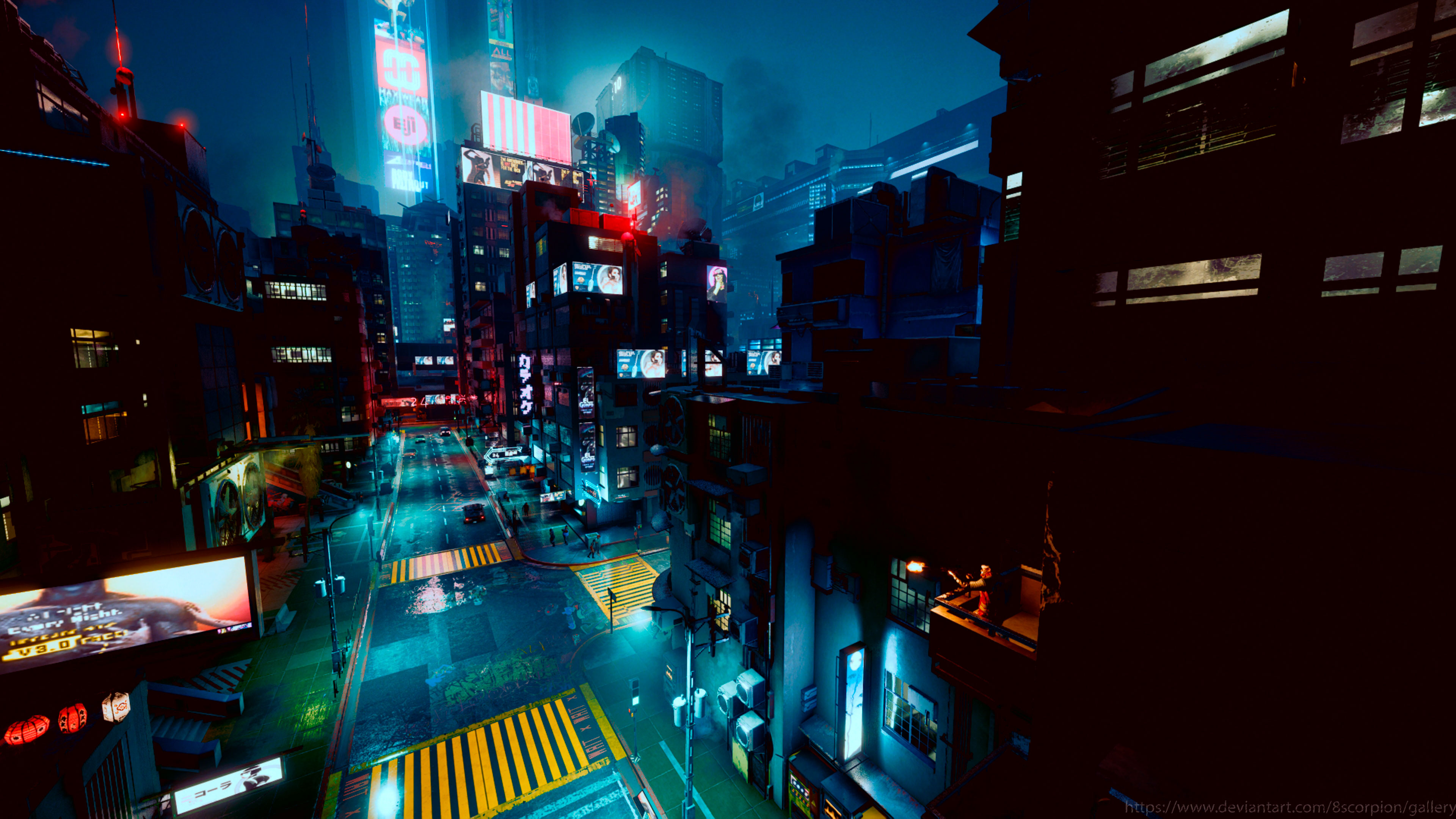 Wallpaper Cyberpunk street night city by 8scorpion on DeviantArt