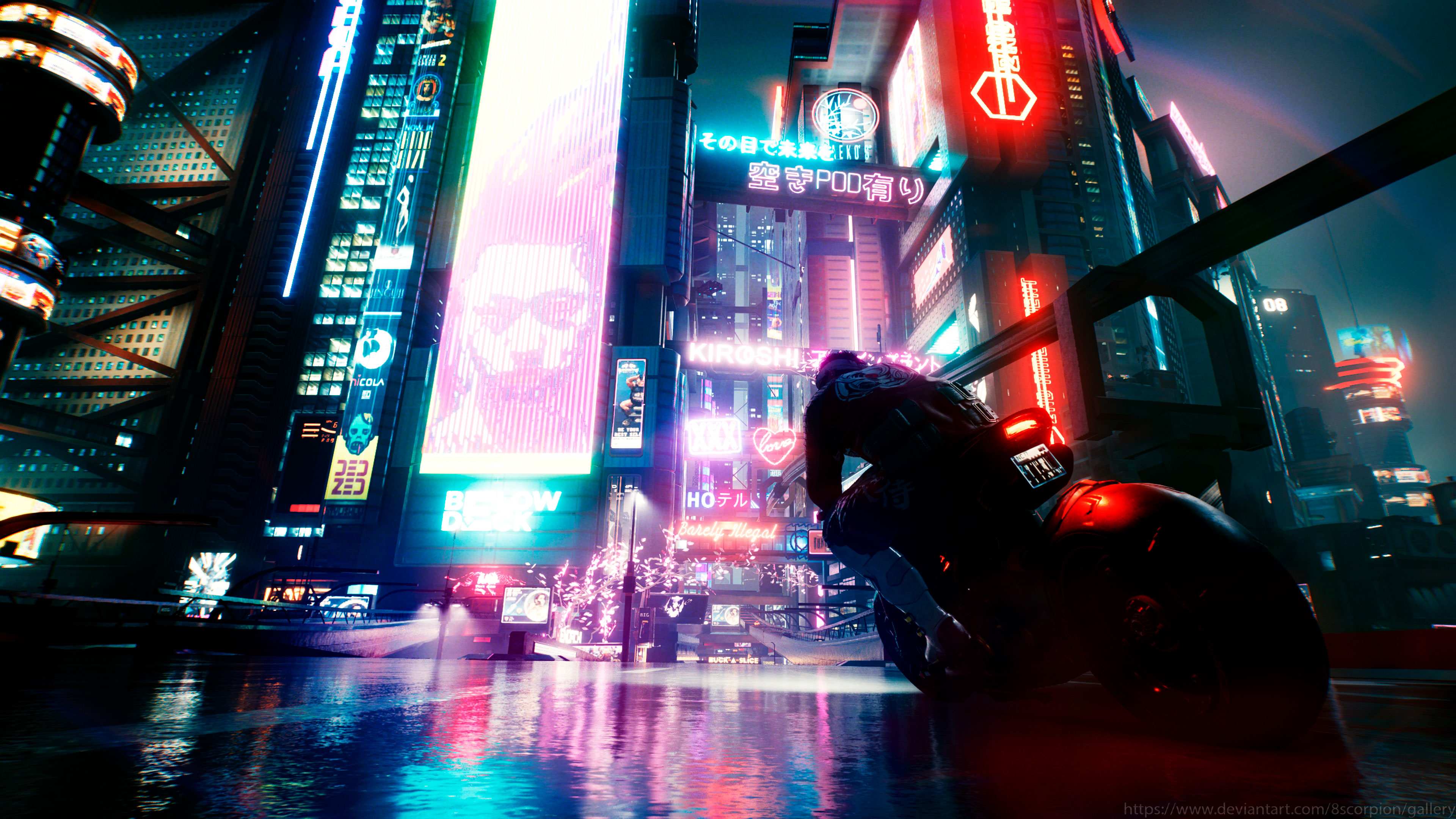 Wallpaper Cyberpunk street night city by 8scorpion on DeviantArt