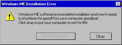 Windows Me Problems Windows ME install Error humor by comic-master on DeviantArt