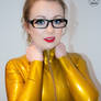 Ashley Merwin - Gold Latex Catsuit