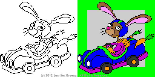 Racecar Rabbit Pixelated