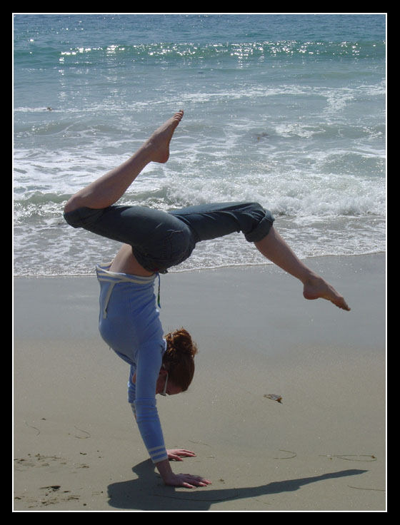 Handstand on beach...