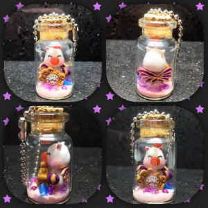 Polymer clay Moogle Bottle Charm