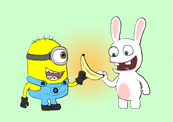 Minion and Rabbid,Best buddies? by dawny on DeviantArt