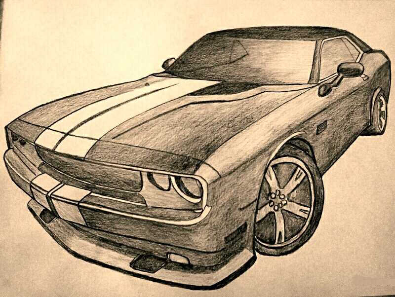 mustang in pencil