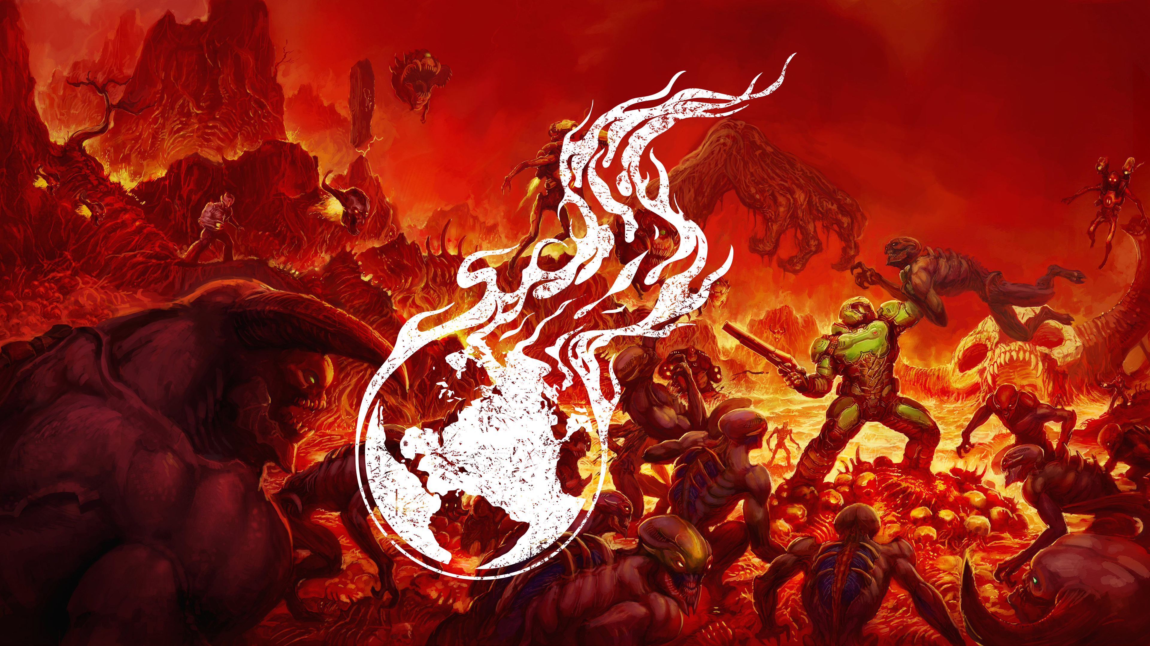 Burning Earth DOOM Wallpaper 4 3840x2160