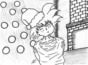 Goku eating Christmas candy