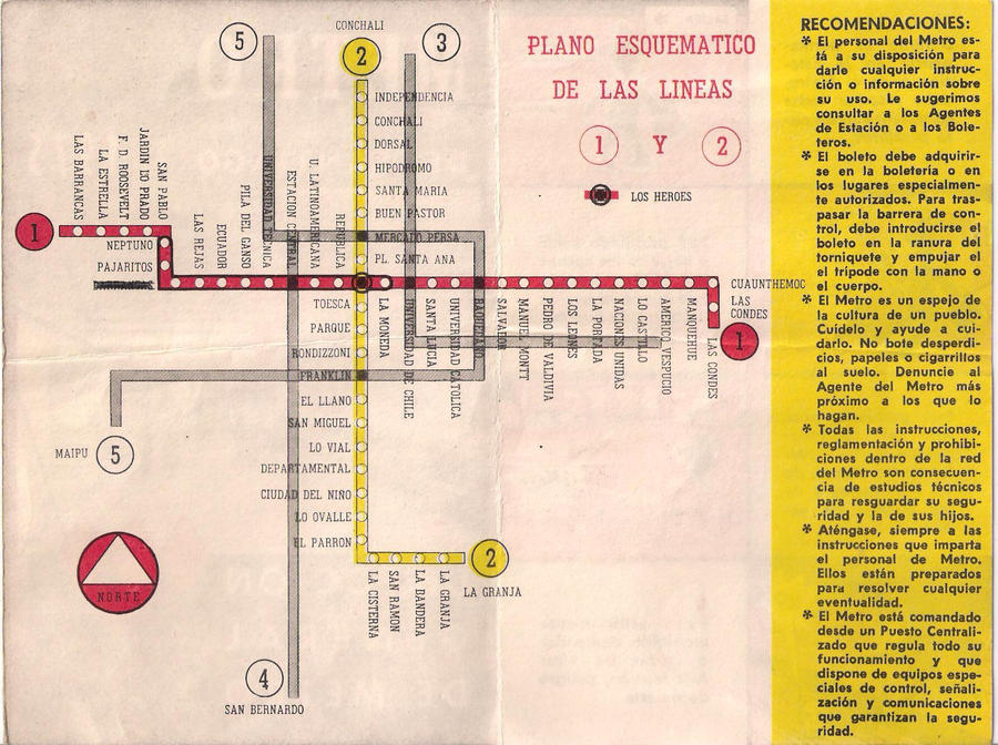 Plano del Metro de Santiago.