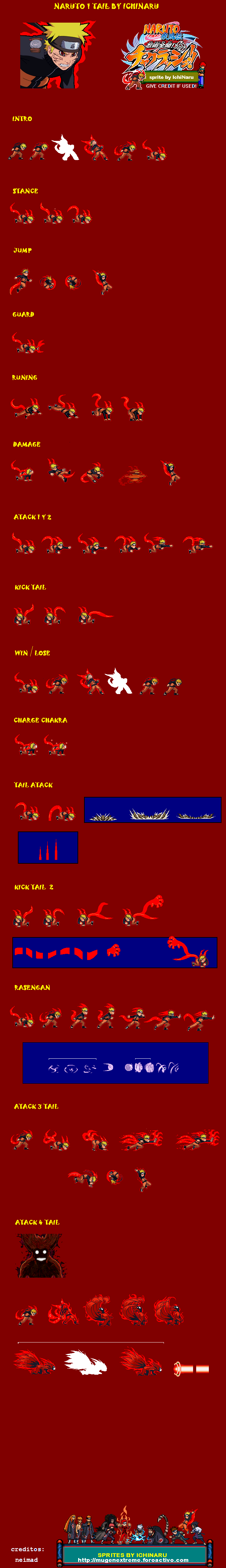 Naruto Kyuubi NZC Sprites ORIGINAL COLORS! by FelipeDanielskiBR on