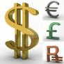 3D Dollar, Euro, Rubl, Pound