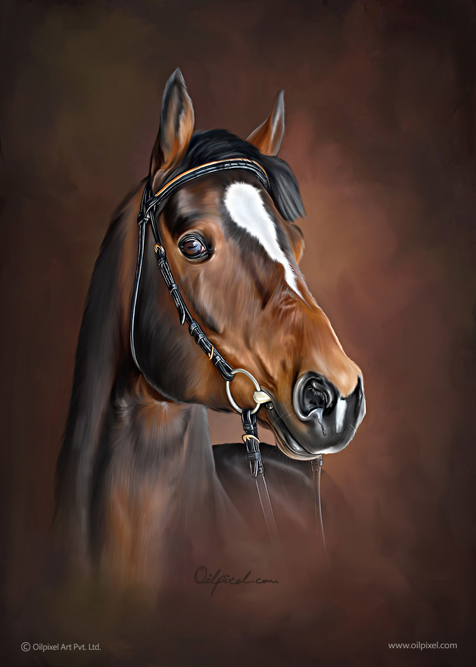 Horse Digital Portrait Painting by Oilpixel by oilpixel on