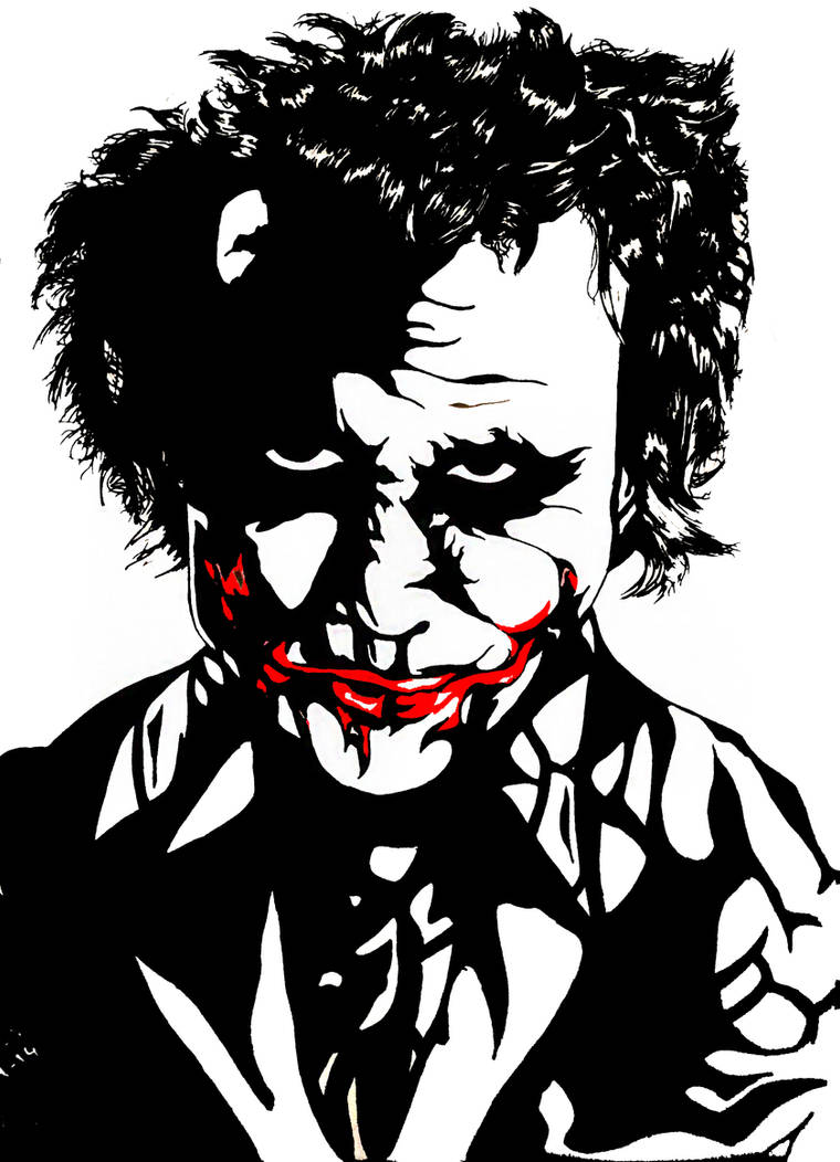 Black and white joker heath ledger style by fpfk