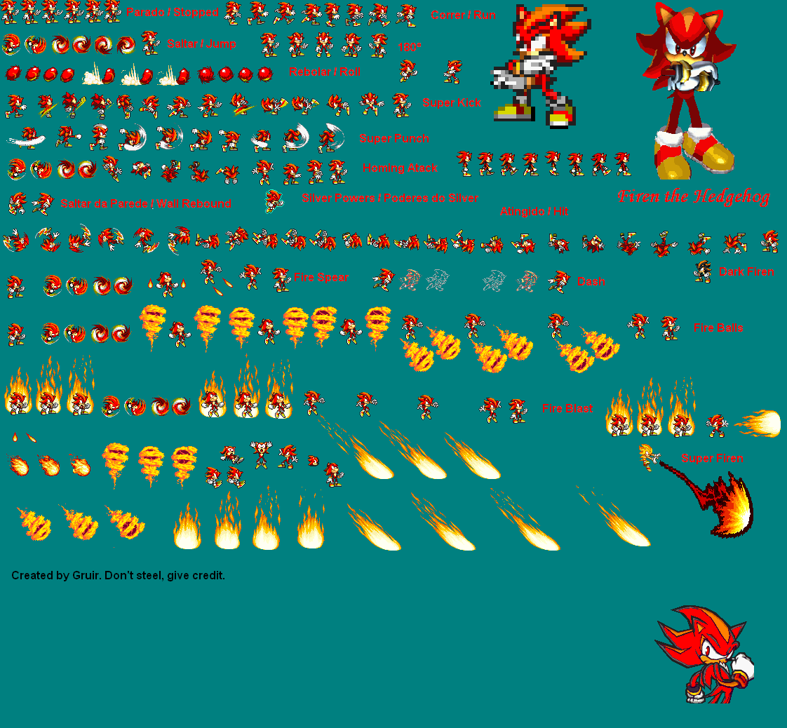 PACK DE SPRITES DO SUPER SONIC DO FIREN PRODUCTIONS 