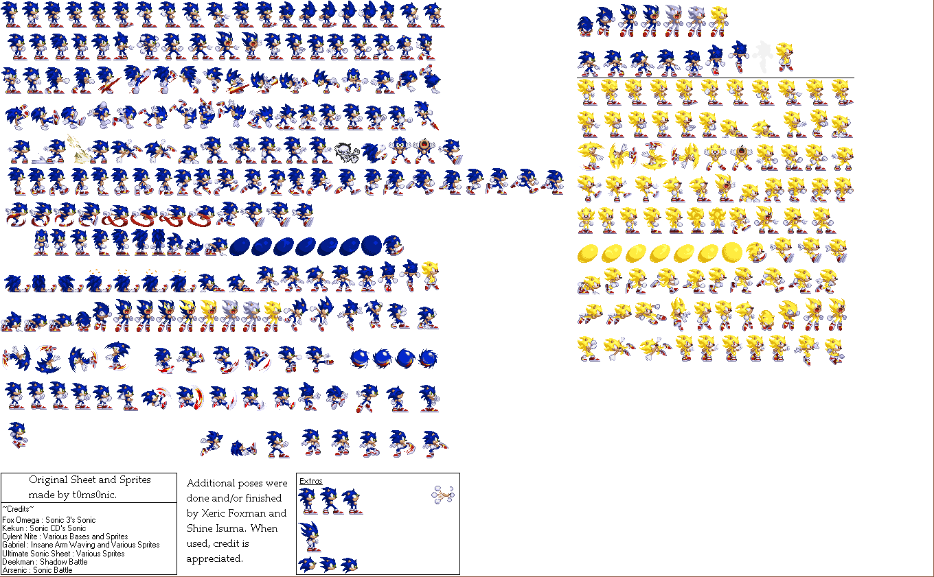 Classic Sonic Sprite Sheet.