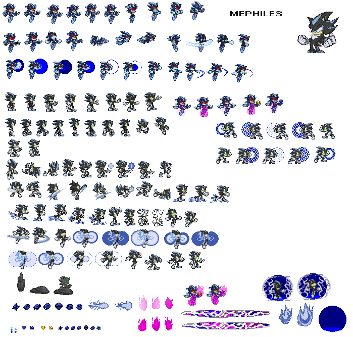 Custom / Edited - Sonic the Hedgehog Customs - Mephiles (Sonic 3-Style) -  The Spriters Resource