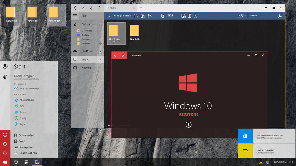 Windows 10 Redstone - Concept (Modern Start-Slim) by danielskrzypon