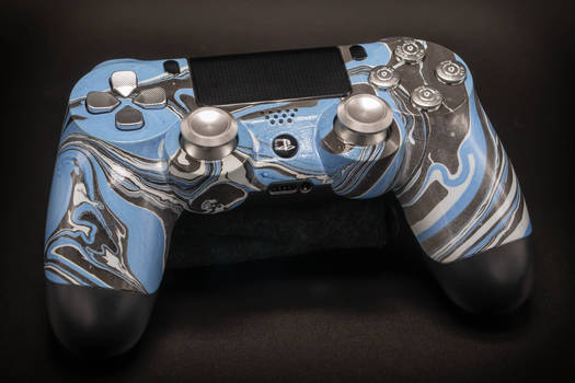 Custom Blue Swirl Painted PS4 Controller