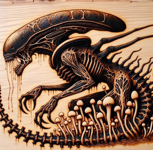 Woodburing Xenomorph infected with Cordyceps