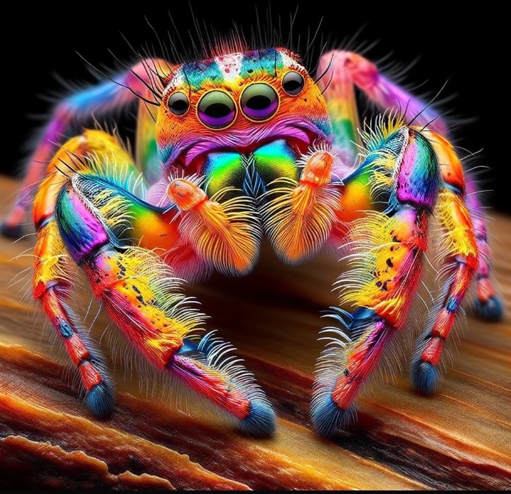 Rainbow Jumping Spider by ZombrueAI on DeviantArt