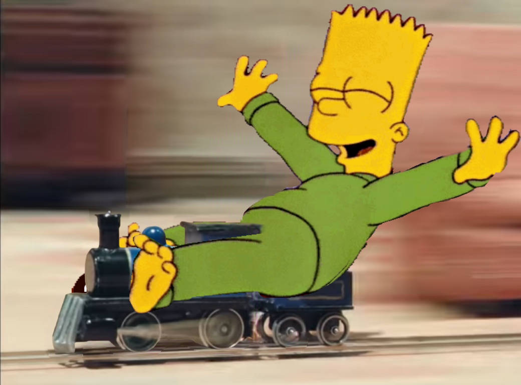 Bart Simpson riding on a toy train by FeetDancing56 on DeviantArt