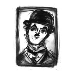 Charlie Chaplin - charcoal by noradoesmanga
