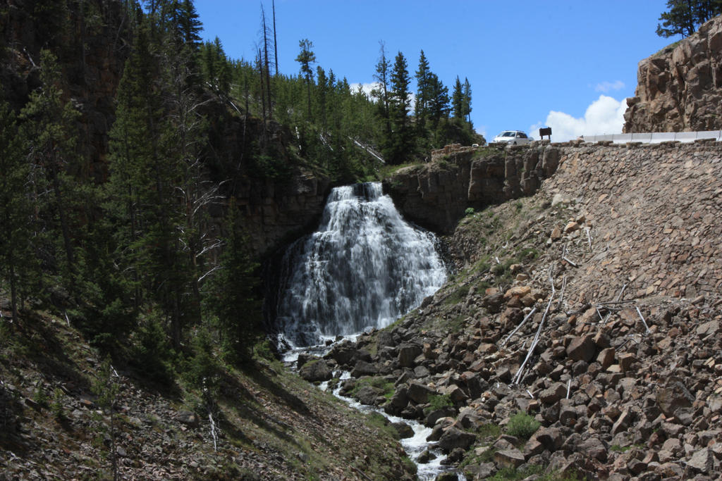 Blurry Falls Blue Sky