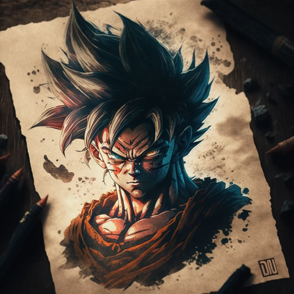 Desenho Goku SSJ - versão preto e branco