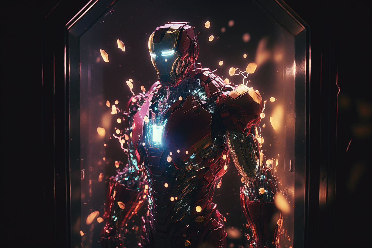 Iron Man Suits Exploding A Glass Statue Of Ironman Exploding Throu by denisskullnox on DeviantArt