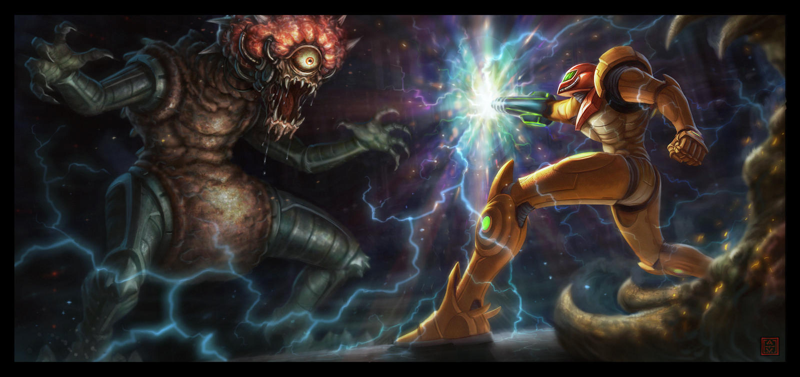Samus VS. Motherbrain by VegasMike
