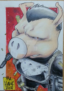 Punisher Pig sketch card