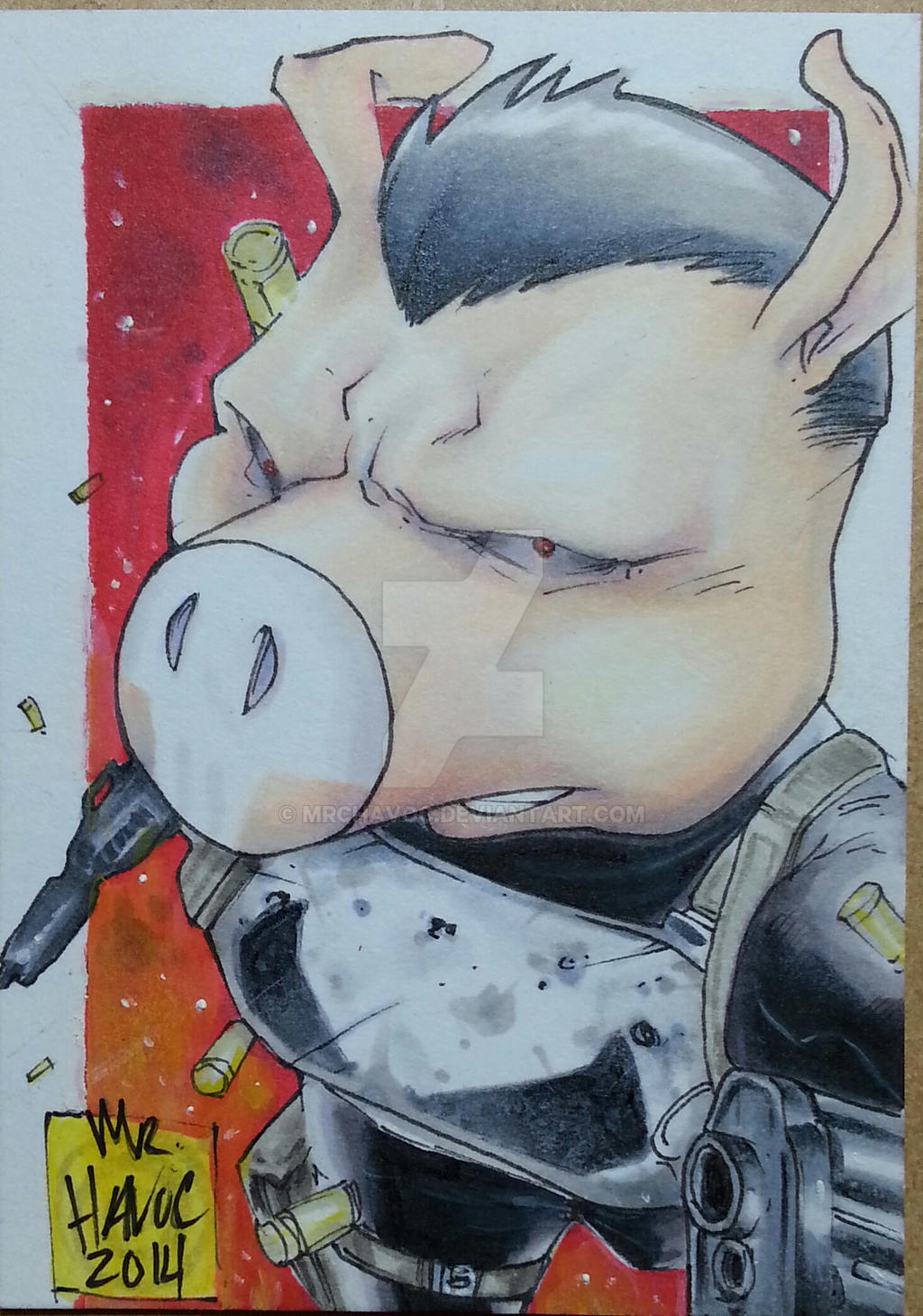 Punisher Pig sketch card